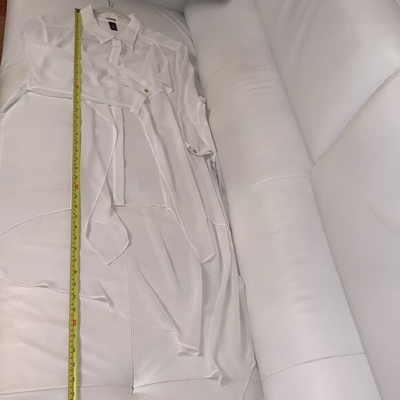 Chico’s Black Label Elegant Woven White Asymmetrical  Blouse Size 2/12 - Picture 11 of 14